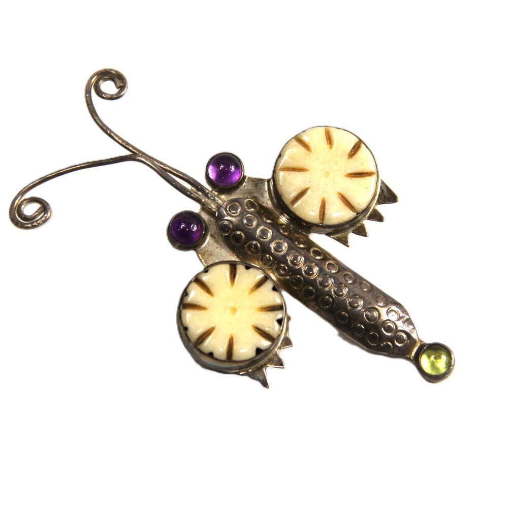 ECHO OF THE DREAMER STERLING SILVER INSECT PENDANT BROOCH